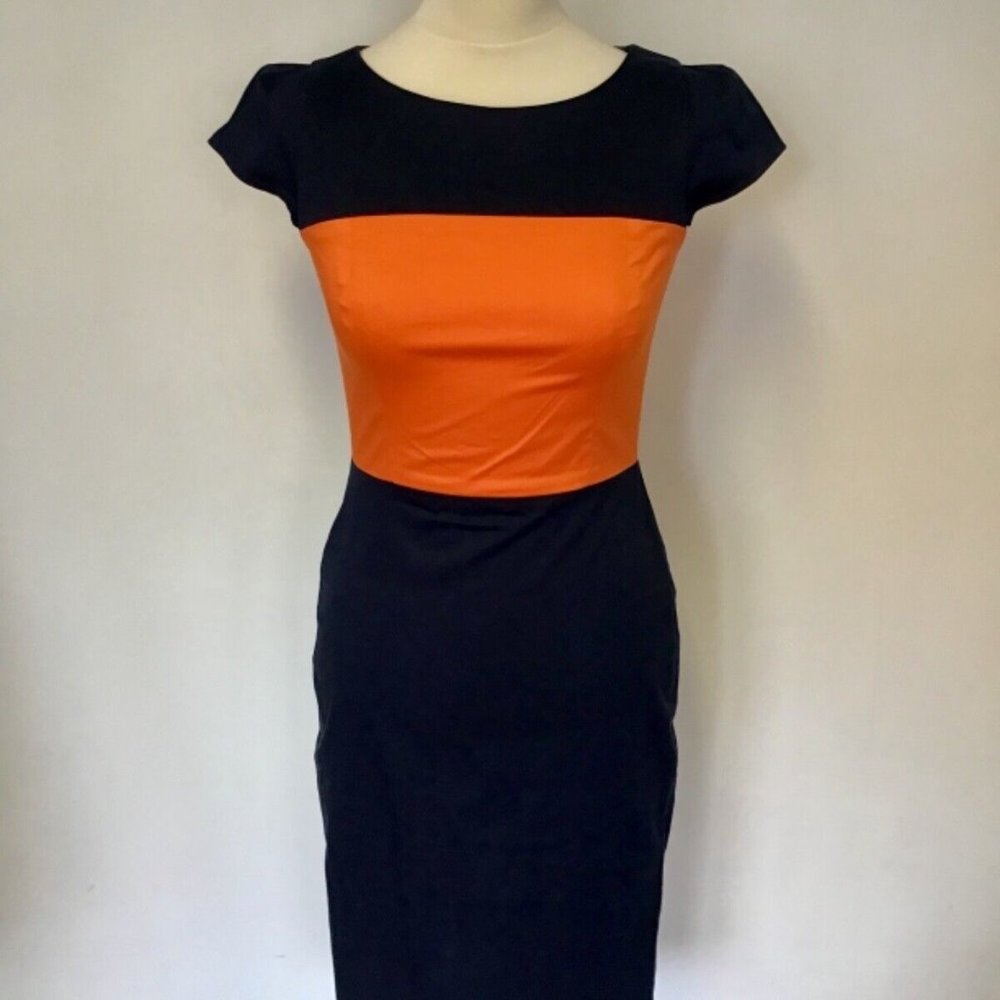 French Connection Color Block Sheath Dress with Cap Sleeve